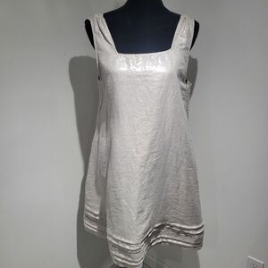 C&C California Womens Linen Silver Metallic Shimmer A-Line Tank Dress Medium NEW